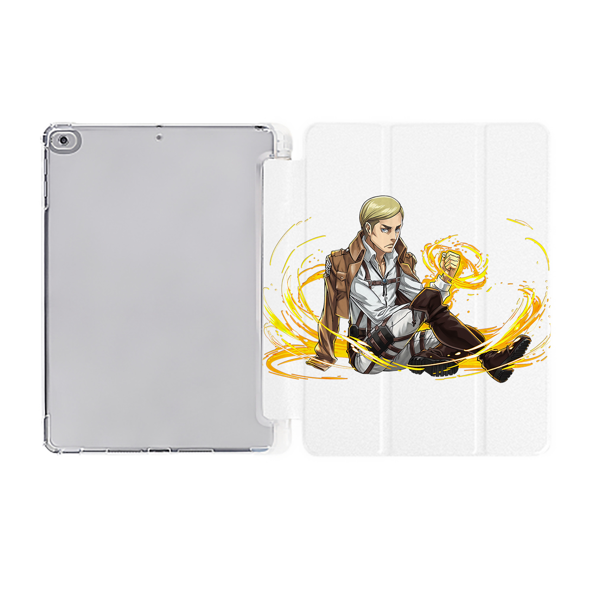 （画像用） 進撃の巨人 エルヴィン・スミス Attack on Titan Erwin Smith IPad ケース ペン収納付き 三つ折りスタンド PUレザー×シリコン 対応機種9.5/10.5/10.9インチ